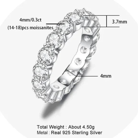 Certified 4~5ct. t.w. Moissanite Diamond Full Eternity Band Ring NEW - Picture 7 of 16